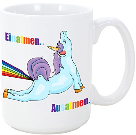 MUGFFINS Tazza Unicorn Yoga (Tedesco) - Geschenk Yoga - 350 ml