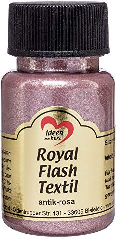 Ideen mit Herz Royal Flash Textil, Glitzer-Metallic-Farbe | hochdeckend, cremige Textilfarbe auf Wasserbasis | für helle und dunkle Textilien | 50 ml (antik-rosa)