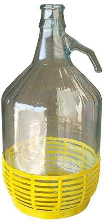 BuyStar (Set 4 PZ) Bottiglione Dama Damigiana in Vetro con Fondo Rivestito in plastica Ideale per Acqua e Vino 5LT Tappo Incluso