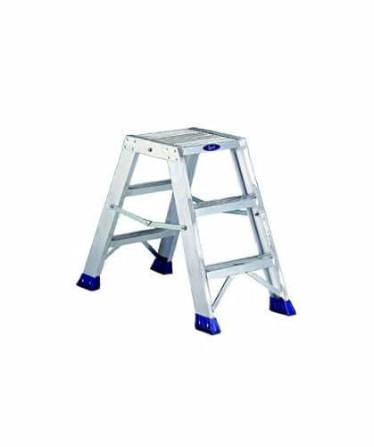 Svelt Sgabello Scaletta Professionale 4 gradini con Piattaforma Maggiorata in Alluminio, Due Tronchi di Salita e Piedini Antisdrucciolo Portata 150kg