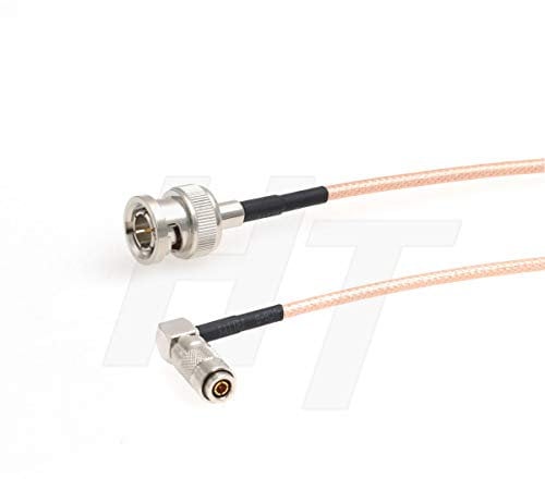 HangTon Mini SDI to SDI Video Signal Coaxial Adapter Cable 75 ohm for Blackmagic Camera Video Assist Monitor (30cm, Right Angle DIN 1.0/2.3 to Male BNC 316D)