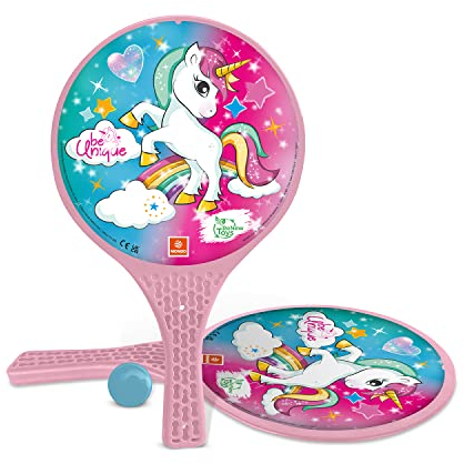Mondo Toys – UNICORN PADDLE - 2 Schläger aus Kunststoff – Gummiball – Strandspielzeug für Kinder und Erwachsene – offizielles Produkt – 15040