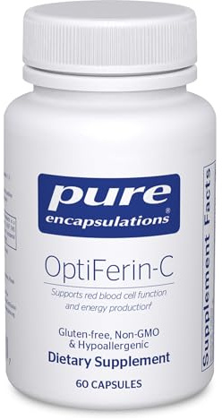 Pure Encapsulations OptiFerin-C - for Red Blood Cells & Energy - Iron Absorption Support - Energy Supplement* - Vitamin C Enriched - Gluten Free & Non-GMO - 60 Capsules