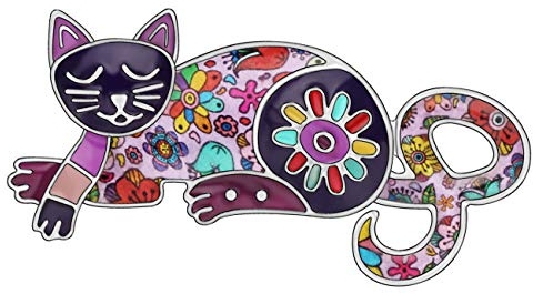 DUOWEI Broche en alliage émaillé en forme de chat endormi - Pour écharpe, vêtements, vêtements, cadeau pour femmes et filles