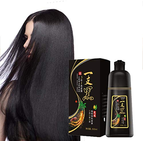 Instant Hair Colouring Shampoo, 3 in 1 Black Hair Shampoo-Schwarzes Haar Shampoo,Natürlicher Schwarzer Shampoo,Natürliches Shampoo,Haarwachstum Beschleunigen, Haarbehandlung