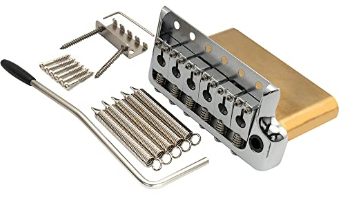 Musiclily Ultra 52,5 mm Solido Ottone Stile Ponte Tremolo 6 Viti Knife Edge per Chitarra Elettrica Tipo Strat, Cromato