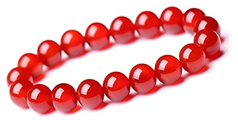 Unique Gems Perlenarmband Damen roter Achat Ø 8mm Perlen Buddha Naturstein Armband Juweliers Qualität