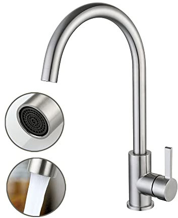 Wasserhahn Küche Edelstahl Küchenarmatur, MCADYS 360° Schwenkbare Spültischarmatur Küche Spülbecken Einhand Mischbatterie für Küche, heißes Wasser und kaltes Wasser (Küchenarmatur Gebürstetes Nickel)