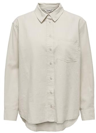 ONLY ONLTOKYO L/S Linen Blend Shirt PNT Noos Blouse, Moonbeam, L Femme