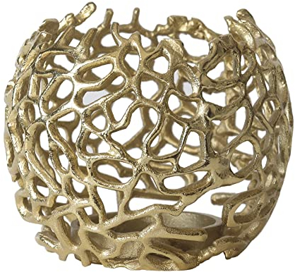 Artra Design GmbH Aluminium Kerzenständer 'Lea' (Größe: L) - Teelichthalter, Kerzenhalter, Kerzenleuchter, Tischdeko, Gastgeschenk und Hochzeitdekoration Gold, 16x16x13h