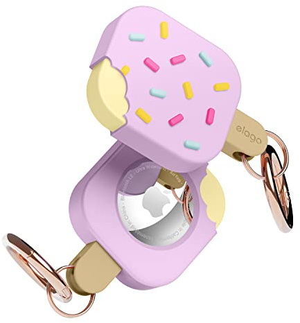 elago Custodia Ice Cream Gelato in Silicone Compatibile con AirTag Case, Air Tag Keychain - Protezione da Cadute, Tracciamento di Chiavi, Zaini, Dispositivo di Tracciamento non Incluso (Lavanda)