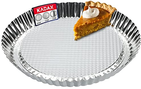 KADAX Molde para tarta, molde para tartaletas de chapa galvanizada y antiadherente, forma de quiche en 3 tamaños, molde redondo para tartas de frutas, forma redonda de fruta (diámetro 28 cm, plata)