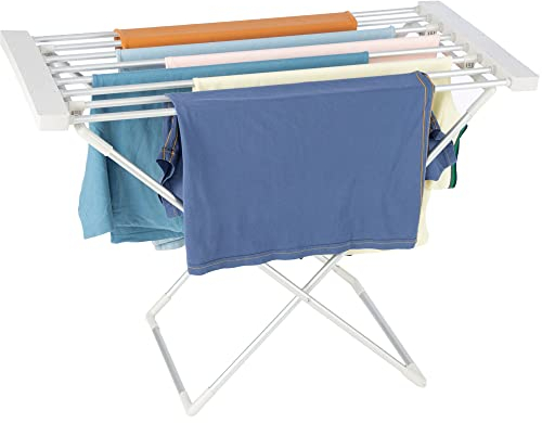 Homefront Heated Clothes Airer Dryer Rack, 130W Electric - Indoor Portable Free Standing Deluxe Eco Dry - Energy Efficient, Low Energy - Aluminium, Silver