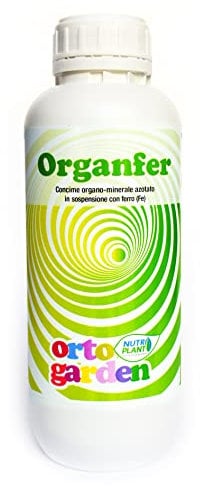 Nutriplant ORGANFER, Concime fertilizzante organo minerale azotato in sospensione con Ferro (Fe), Concime liquido minerale per le Piante ornamentali, Ortaggi e Frutteti, 1 Litro, (1)