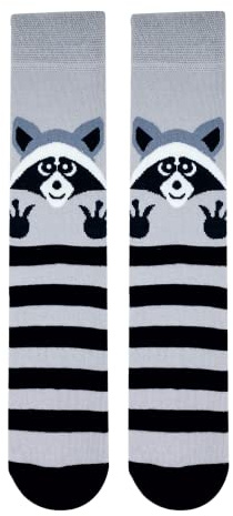 Raccoon Pattern Cute Fun Socks Animal Gifts Unisex Novelty Funky Premium Cotton