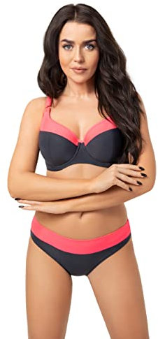 Selente My Secret D8077 Bikini Bademode Made in EU, Bügel-Top Grau/Pink, Gr. 80F/Slip 40