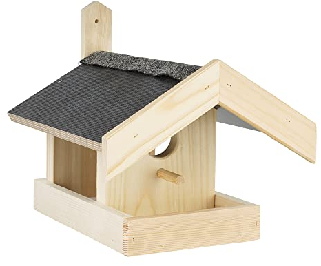 Vogelhaus für Vogelfutter mit Veranda für den Garten – „Made in Germany“ mit positivem sozialen Beitrag