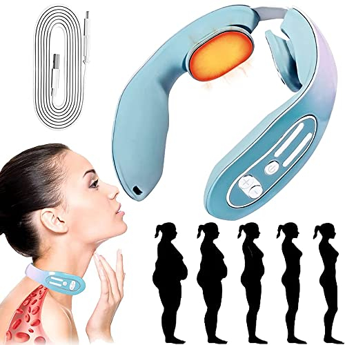 SUJAHHUJIQ Neck Massager, Electric Neck Massager, Snap-On Neck Massager for Neck Pain Relief, Intelligent Deep Tissue Cordless Pulse Neck Massager, Smart Portable Massager for Home Office Car Outdoor