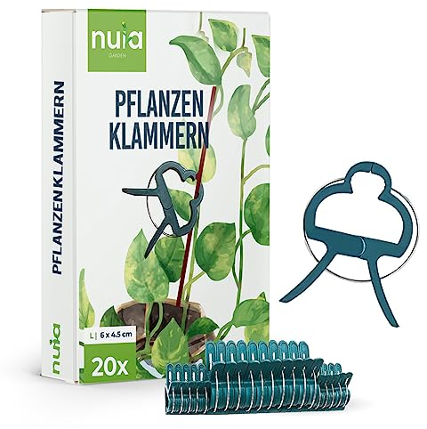 NUIA Pflanzen Klammern zum Pflanzen Binden: 20 Klammern für Pflanzen Größe L - Rankhilfe für Rosen, Tomaten, Weinreben, Kletterpflanzen - Rankhilfe für Zimmerpflanzen