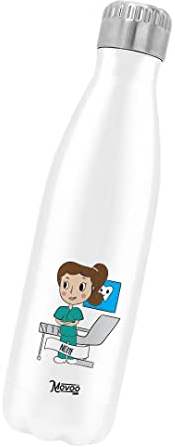 Movoo Design Bottiglia Termica Acciaio Inox 500ml - 2827.43 cm³ - Mantiene Caldo 12 Ore e Freddo 24 Ore - Personalizzata con nome - Assistente di studio odontoiatrico ASO Donna