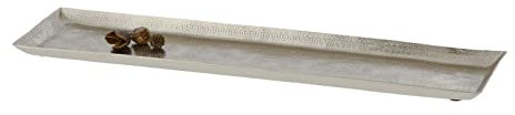 Dekoschale silber gold 29x9 o 52x12 cm Kerzentablett Metallschale Hammerschlag (Silber, 52x12 cm)