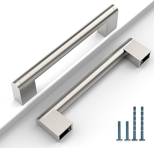 9BUILD 10 Stück Schrankgriffe Gebürsteter Nickel Lochabstand 128mm Griffe für Küchenschränke Edelstahl Möbelgriffe Küchengriffe griffe möbel Küchenschrank Schranktürgriffe EU0030