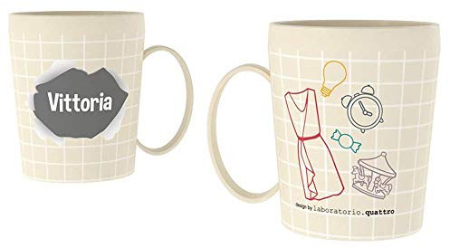 CARTOON Tazza personalizzata con nome Vittoria tazza mug in plastica riutilizzabbile adatta al microonde 450 ml