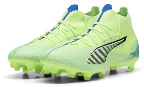 PUMA Ultra 5 Match+ FG/AG, Soccer Shoe Unisex Adulto, Fizzy Apple White-Bluemazing, 43 EU
