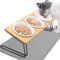 Otauoaea Gamelle Chat Surélevée - 3 Bols en Céramique Avec Support 15° Incliné et Tapis - Pour Chats et Petits Chiens