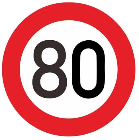 Limite di velocità 10 20 30 40 50 60 70 80 90 Km/h, Decorazione auto, Segnaletica stradale, Limite di velocità Adesivi for auto in PVC (Color : Speed limit 80, Size : 20cmx20cm)