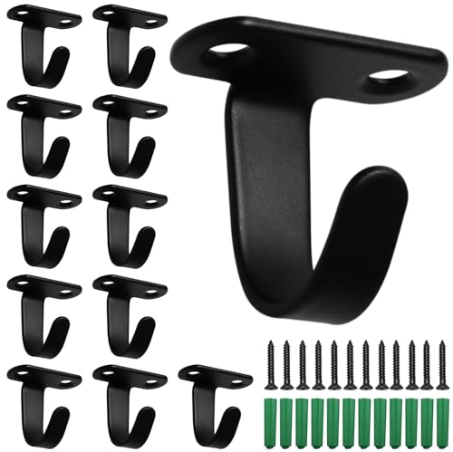 12 Ganchos de Techo de Pared,Gancho para Colgar Lampara Acero Inoxidable Con 24 Tornillos,Gancho de Techo de Acero Inoxidable para Cocina Baño Dormitorio. (Negro)