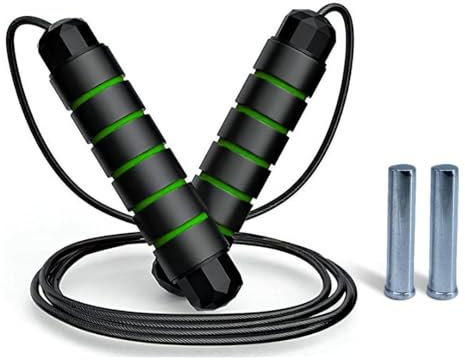SPOMALKA Sport Springseil Erwachsene Fitness mit Gewicht - Verstellbares Springseil Boxen mit Gewicht - für Muskelaufbau, Krafttraining, Boxen, Speed & Ausdauer, Gemischte Kampfkunst (Grün - 400g)