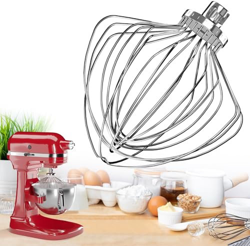 KN211WW – Fouet en acier inoxydable à 11 fils pour mélangeur KitchenAid bol élévateur de 7 litres, fouet de rechange en acier inoxydable pour mélangeur de cuisine, passe au lave-vaisselle, batteur à