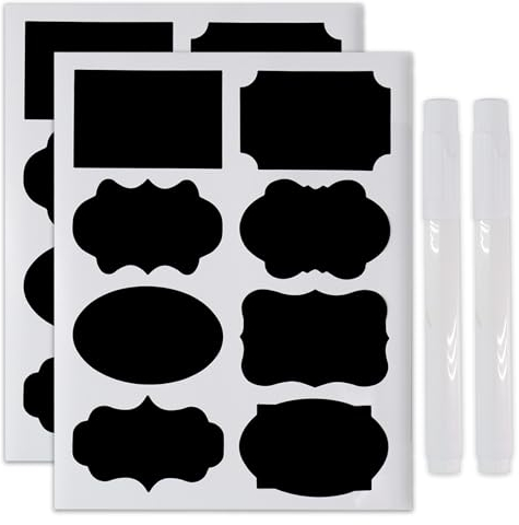 80 Chalkboard Labels and Liquid Chalk Pen, Waterproof Reuseable Blackboard Stickers. Removeable Artisan Style Labels for Kitchen Jars and Pantry Items, Spice Jars, Canisters and Bottles (80)