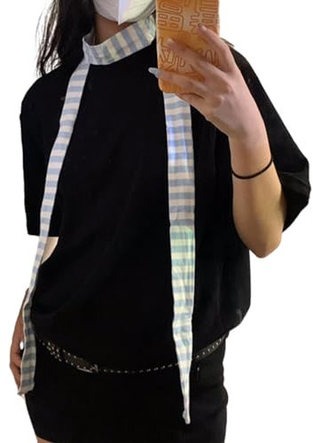 Diarypiece Y2K Punk Stylisches Halstuch Regenbogen Gestreift Harajuku Multifunktionaler Langer Dünner Schal Für Damen Und Herren Punk Schal