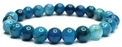 Felicidade Bracelet en Apatite bleue Pierres Naturelles Perles de 8mm Pierres Fines et Précieuses Bracelet Unisexe Bijoux Minéraux Cadeau de Sérénité Cadeau Anniversaire pour Femme et Homme
