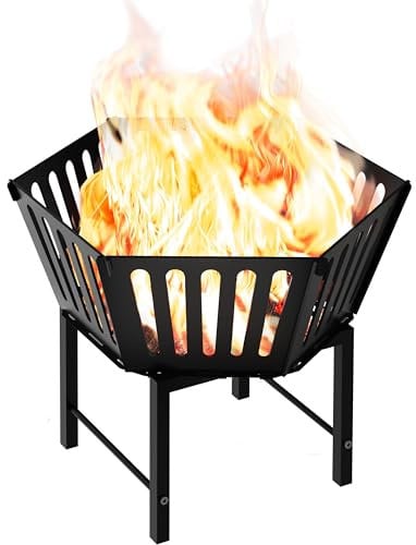 Waaliji Tragbare Feuerstelle für Camping, erhöhte abnehmbare Holzfeuerstelle für den Außenbereich, Terrassenheizung, Picknick, Lagerfeuer und Grill, mit Tragetasche, vertikaler Hohlstil, 57,3 cm