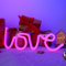 WIOSOUL Love Neonschilder,Neonlicht,Neonlichtschirm für Wanddekoration,batterie/USB betriebene Neonlichtschilder,Herz Neonlichter,Neon Nachtlicht,LED Neonlicht für Party, Geburtstag,Hochzeit (Rosa)