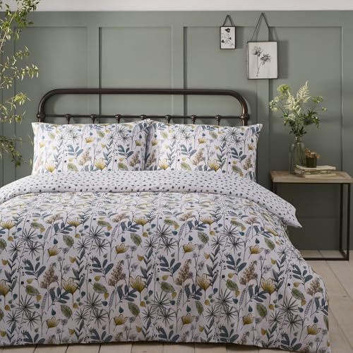 Portfolio Home Kew Bettwäsche-Set mit Kissenbezügen, Blumenmuster, natürlich, wendbar, weich, pflegeleicht