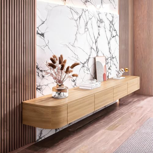 XDXINY - Mueble de TV colgante de madera maciza para salón, hogar, mesa de centro soporte para TV 140, 160, 180, 200, 220, 240 cm, varios tamaños (color madera, 160 x 20 x 24 cm)