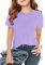 Haloumoning T-Shirt Ragazze Estate Maniche Corte Tops Bambini Tshirts Unicolore Casual Sport Collo Rotondo Tees Tops, Lilla, 160
