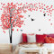 Decvictor Wandtattoo Großer Baum Wandsticker Roter Baum Vögel Wandaufkleber Wohnzimmer Schlafzimmer Gang Büro Sofa Hintergrund Wanddeko (W205 * H153cm)