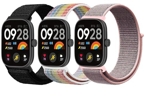 SUGARJAR Nylon Armband Kompatibel mit Xiaomi Smart Band 9 Pro/Mi Band 8 Pro/Redmi Watch 4,Sport Ersatzarmband für Damen Herren