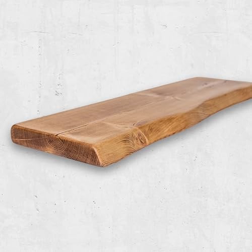 Rustic Floating Shelf with Dark Oak-Style Finish 80cm – Reclaimed Wood Shelf for Wall, Mantel, Radiator, Wooden Fireplace, Plank, Wall Mount Decor, Room Decor, Living Room, Kitchen, or Bedroom
