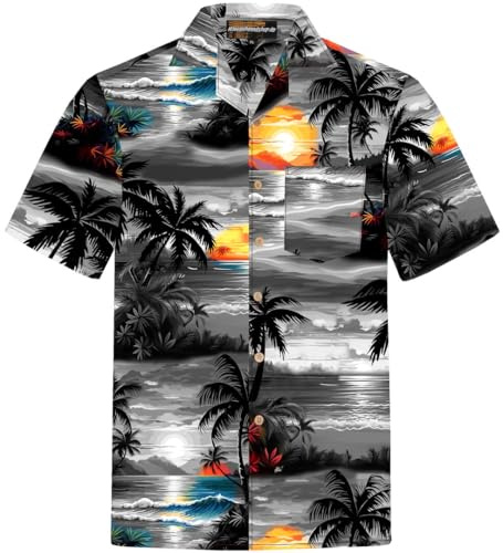 Hawaii Hemd Männer Baumwolle Größe S - 8XL Herren Hawaiihemd Kurzarm Strand Palmen