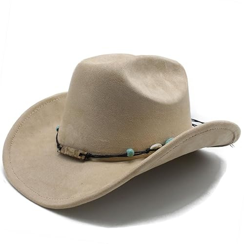 Niceyoeuk Cowboyhut für Damen und Herren, klassischer Cowboyhut mit breiter Krempe, Westernhut mit Gürtel