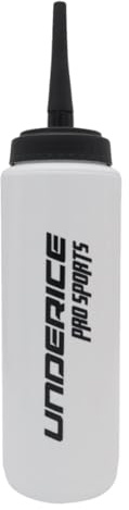 Squeeze Water Bottle 1L Leak Proof with Long Suction Nozzle, Large Sports Bottle for Ice Hockey, Rugby, Exercise, Hiking, Cycling, Football- White