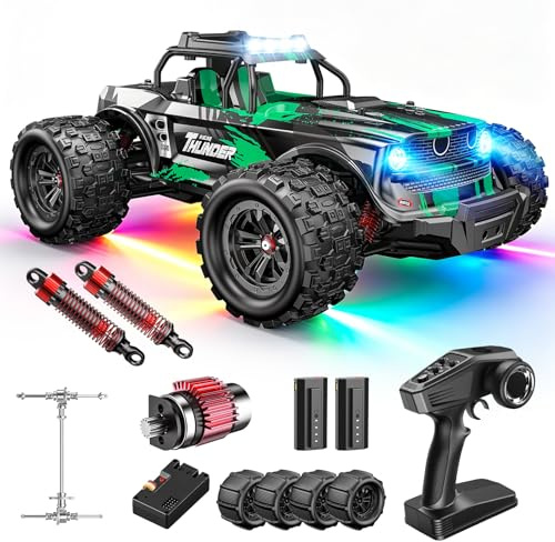 HappyGoLucky 1:14 Coche Teledirigido Adulto, 50 KM/H, 2 Baterías de 2000 mAh, 4x4 Coches RC Alta Velocidad con Luz LED, Offroad Monster Truck Juguete Regalo para Niños Adulto