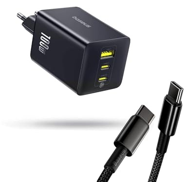 Baseus 100W 3-Ports USB C Ladegerät+100W USB C Kabel [1M]