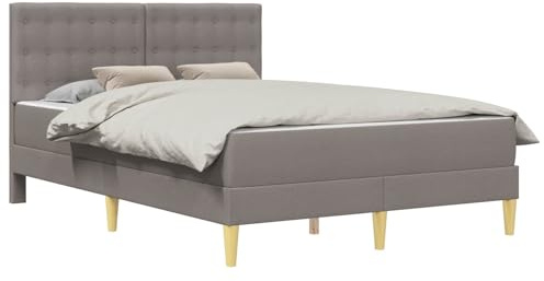 vidaXL Bettgestell mit Matratze mit Kopfteil Taupe 120 x 200 cm Stoff